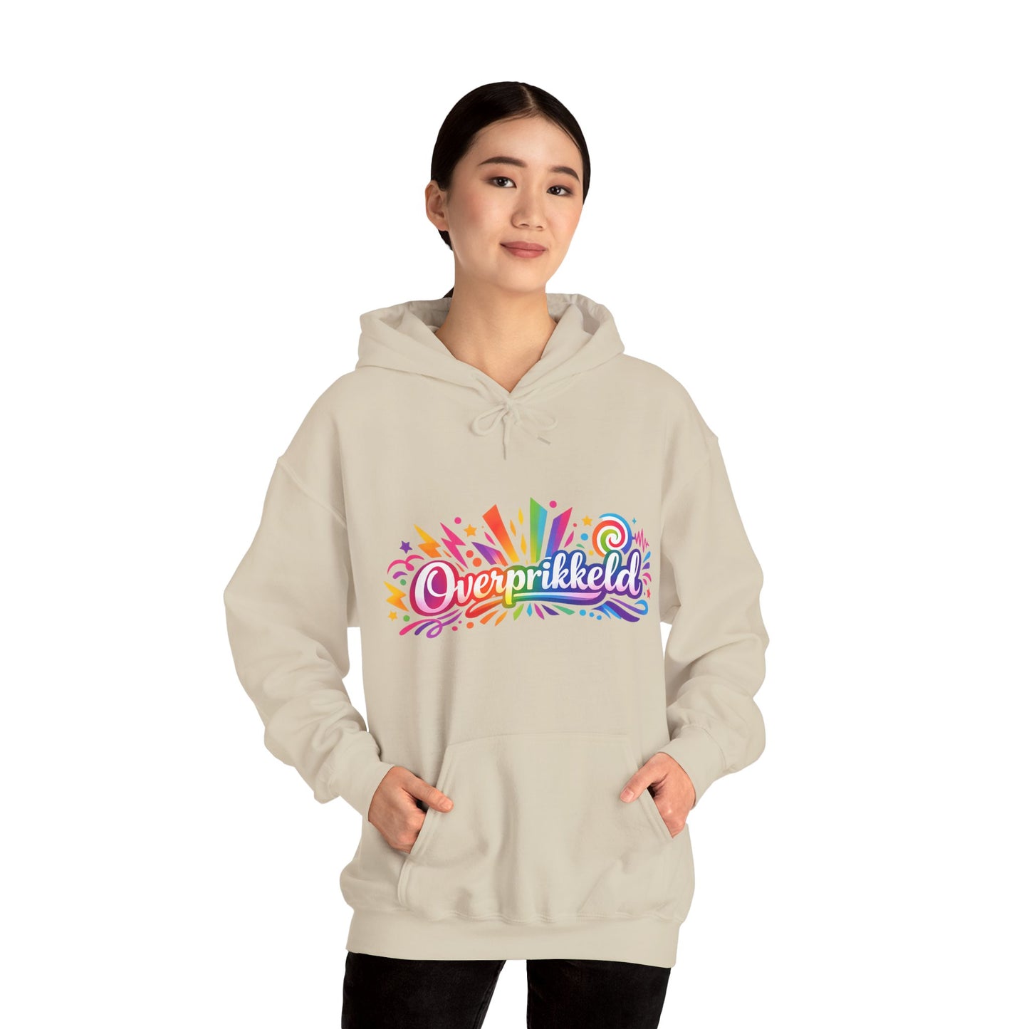 'Overprikkeld voorkant' — Prikkels Hoodie