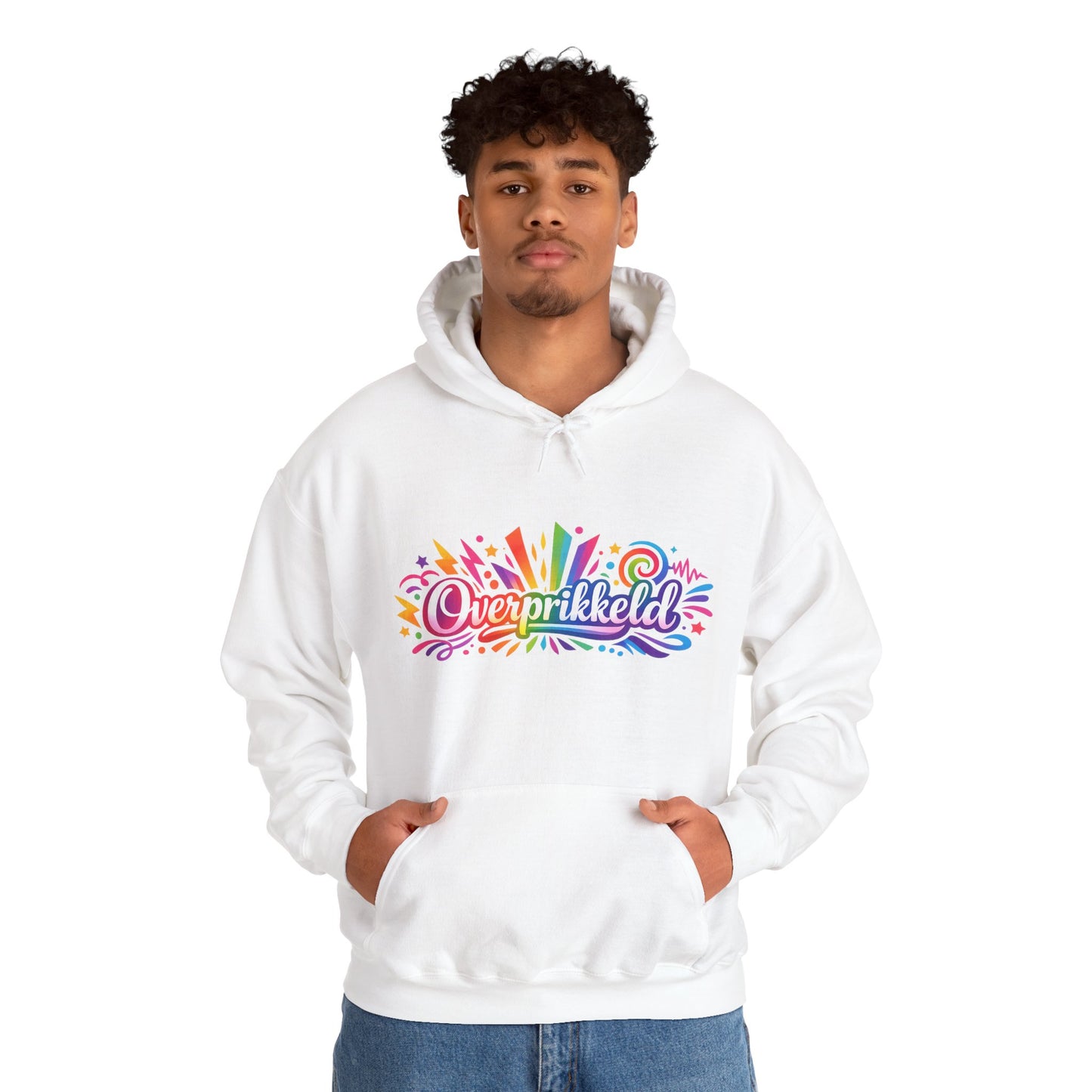 'Overprikkeld voorkant' — Prikkels Hoodie