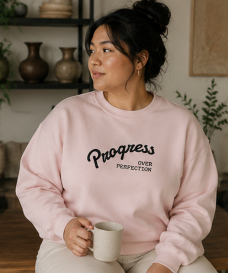 'Progress over perfection' - Prikkels trui
