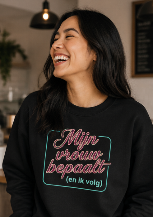 "Mijn vrouw bepaalt (en ik volg)' - Prikkels trui